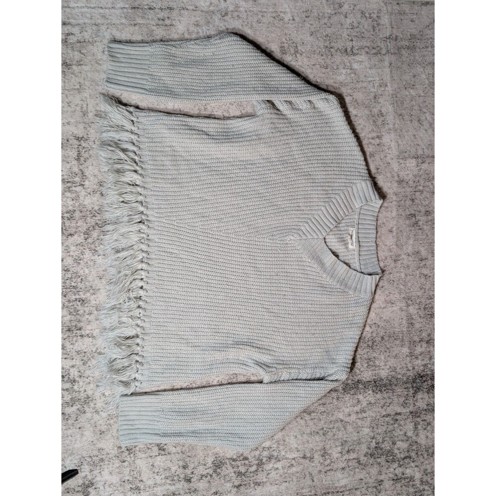 Main Strip Women's Beige V Neck Long Sleeve Sweater, Size Small